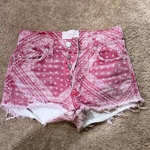 REVICE Pink Paisley High Waist Shorts